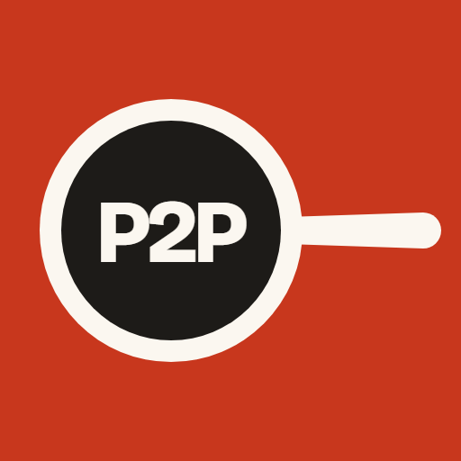 The Pantry to Pan logo: a skillet with P2P in it